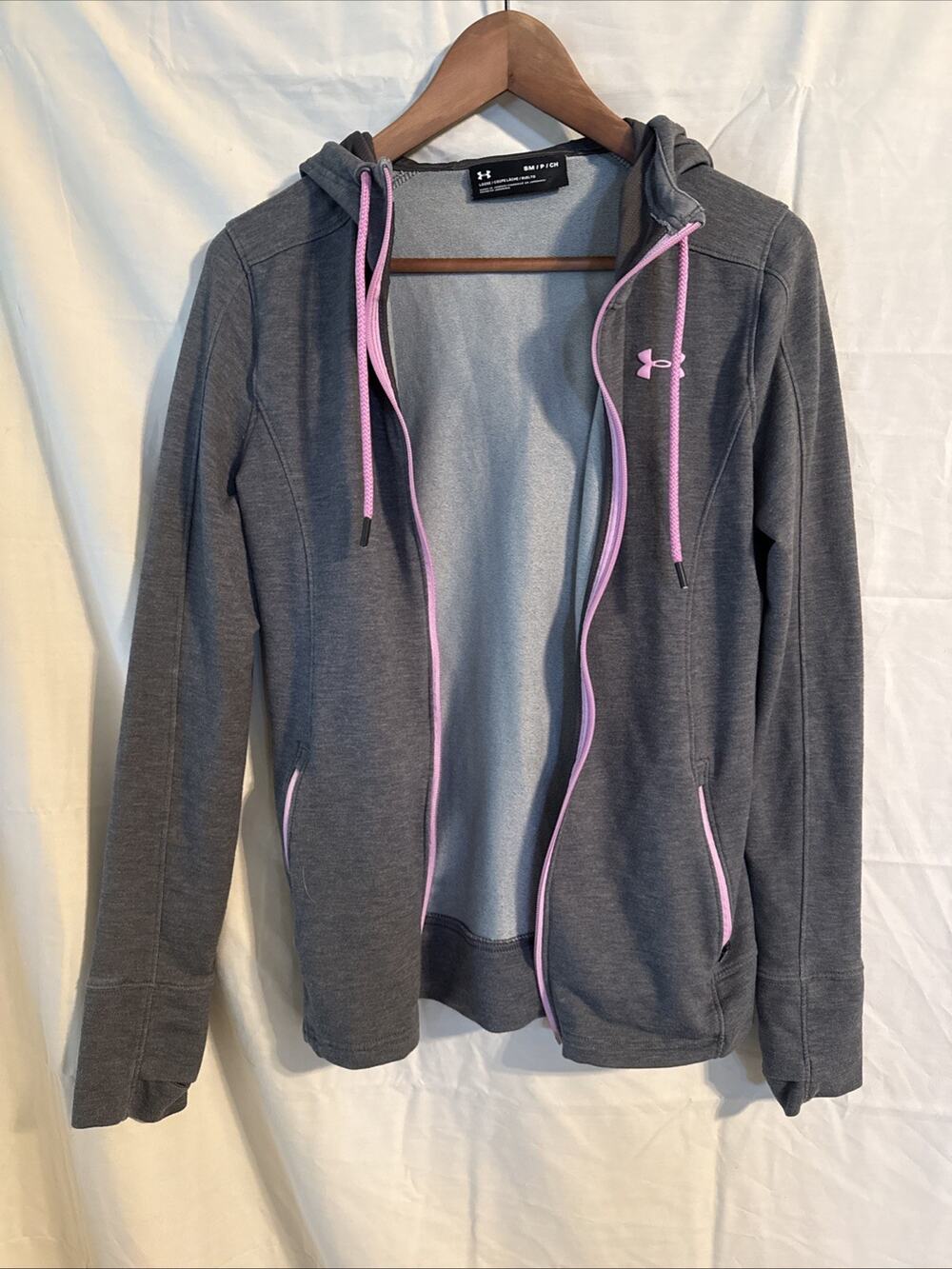 Under Armour Women’s Zip Up Jacket Size Small Grey Gray Purple Athletic Casual